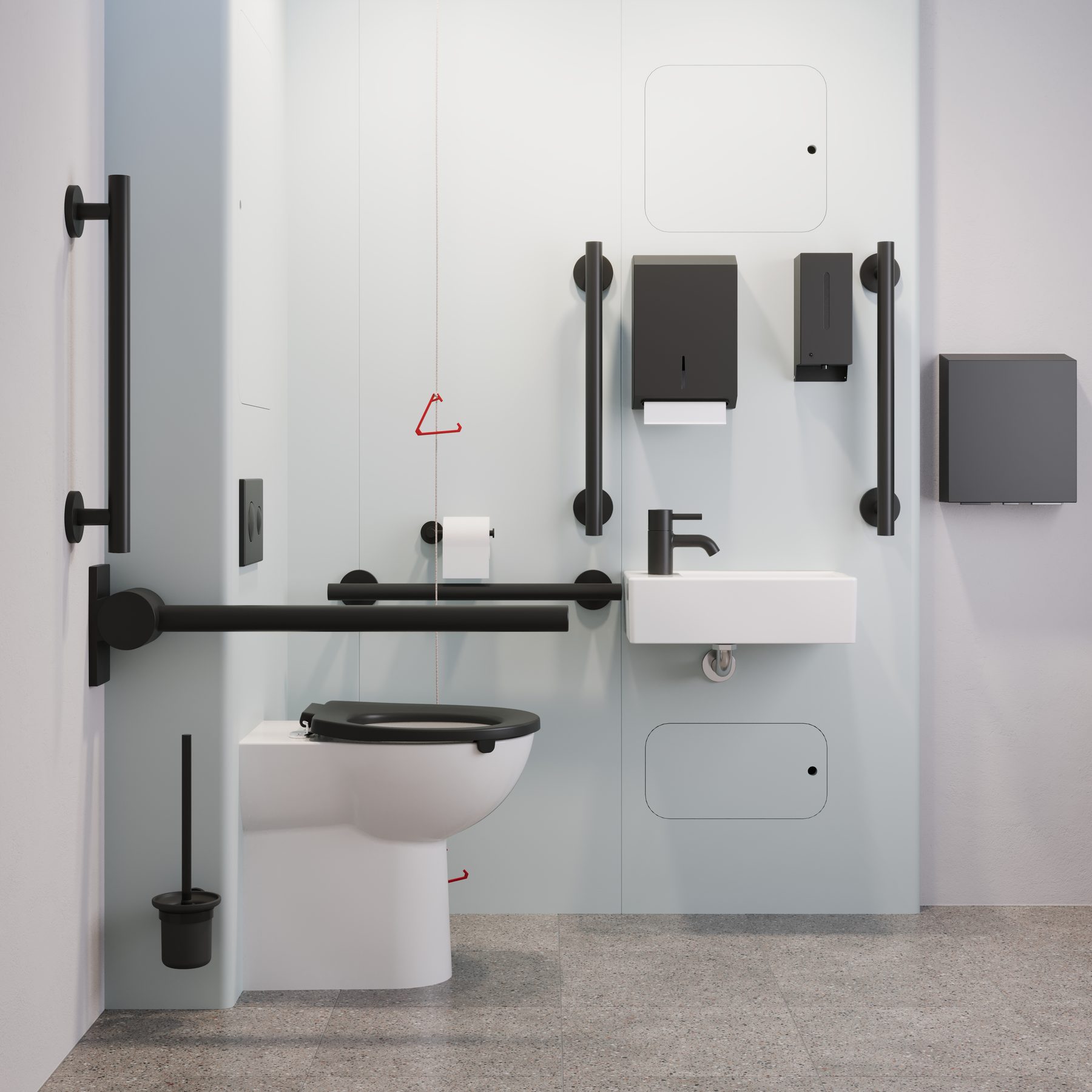 Rapide 1-2-3 Doc M Refurb Pack — Cesco panel with Armitage Shanks silk-black grab rails
